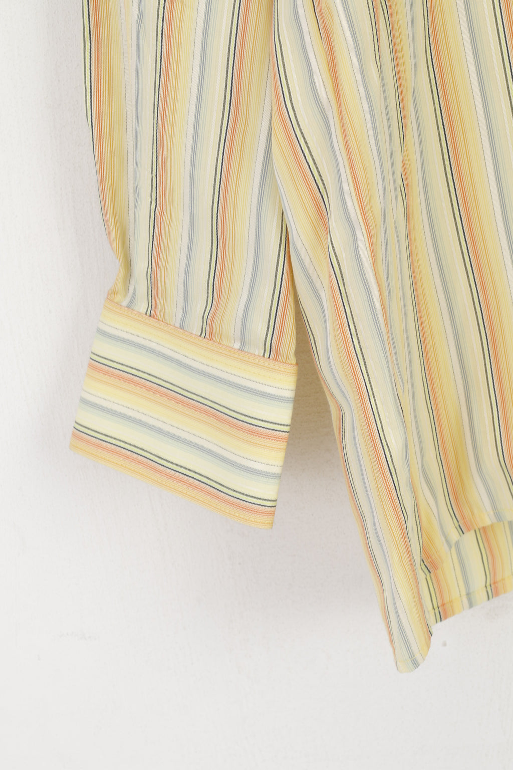 Marconi Collection Men 40 176/182 M Casual Shirt Striped Yellow Cotton Long Sleeve Top