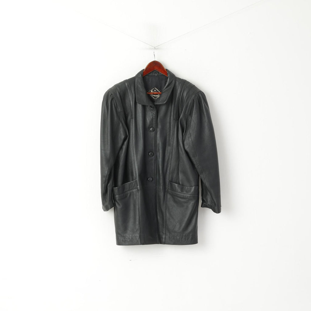 Collezione Skinny Giacca da donna M. Spalline vintage in morbida pelle nera Top retrò