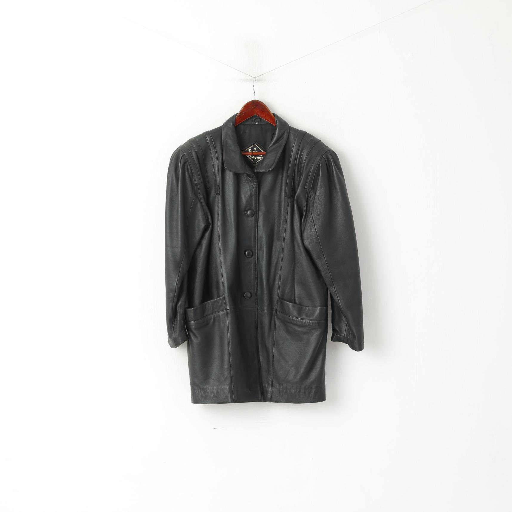 Collezione Skinny Giacca da donna M. Spalline vintage in morbida pelle nera Top retrò