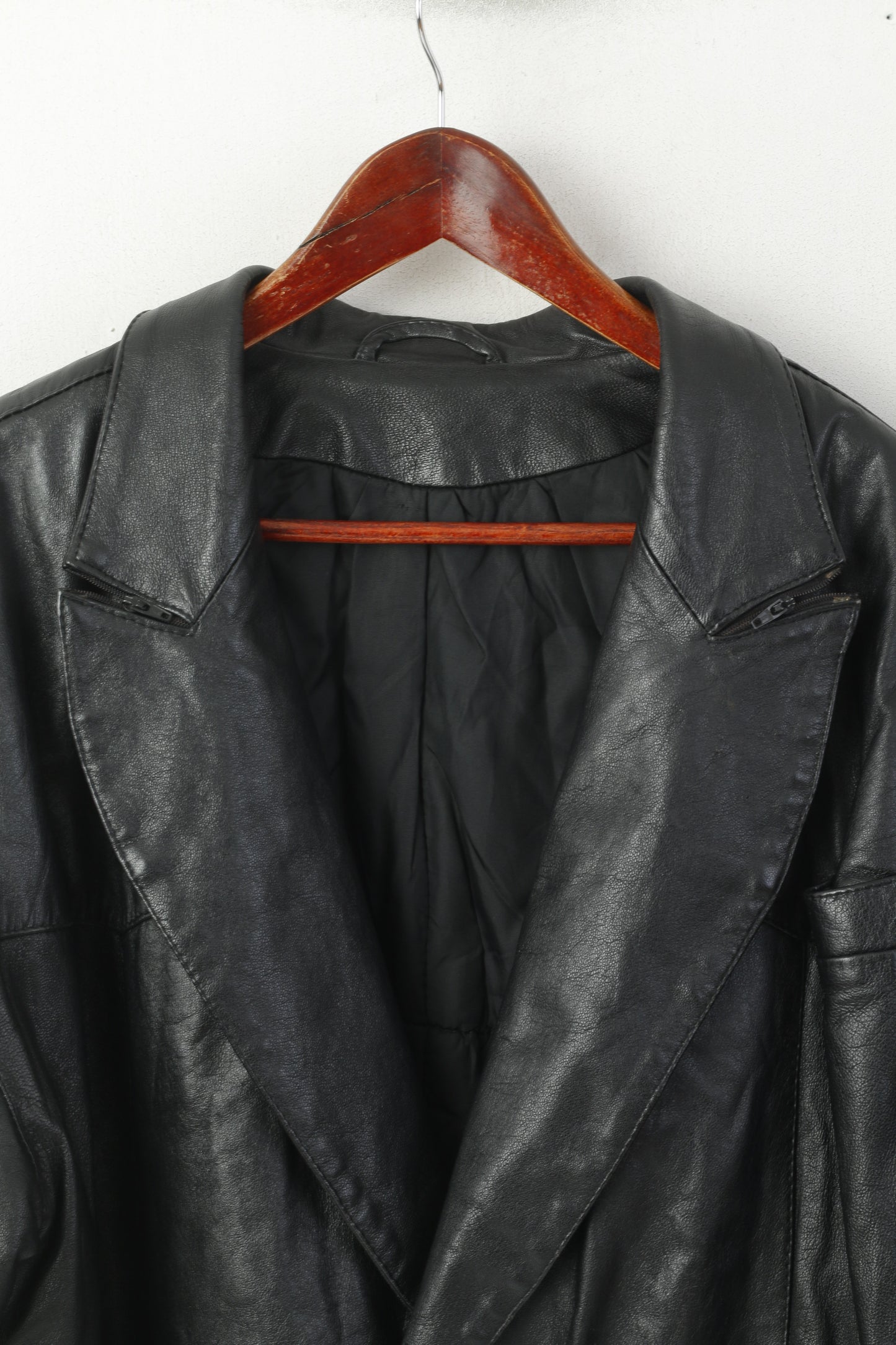 Stephano Women XL Jacket Black Leather Bomber Padded Western Vintage 90s Top