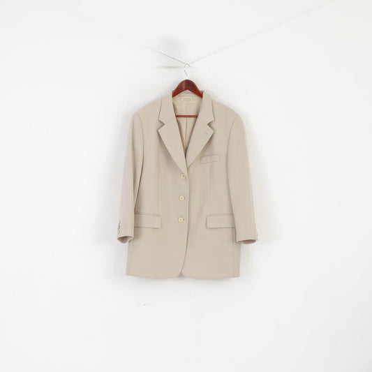 C&A Women 20 46 Blazer Beige Shiny Vintage Single Breasted Jacket