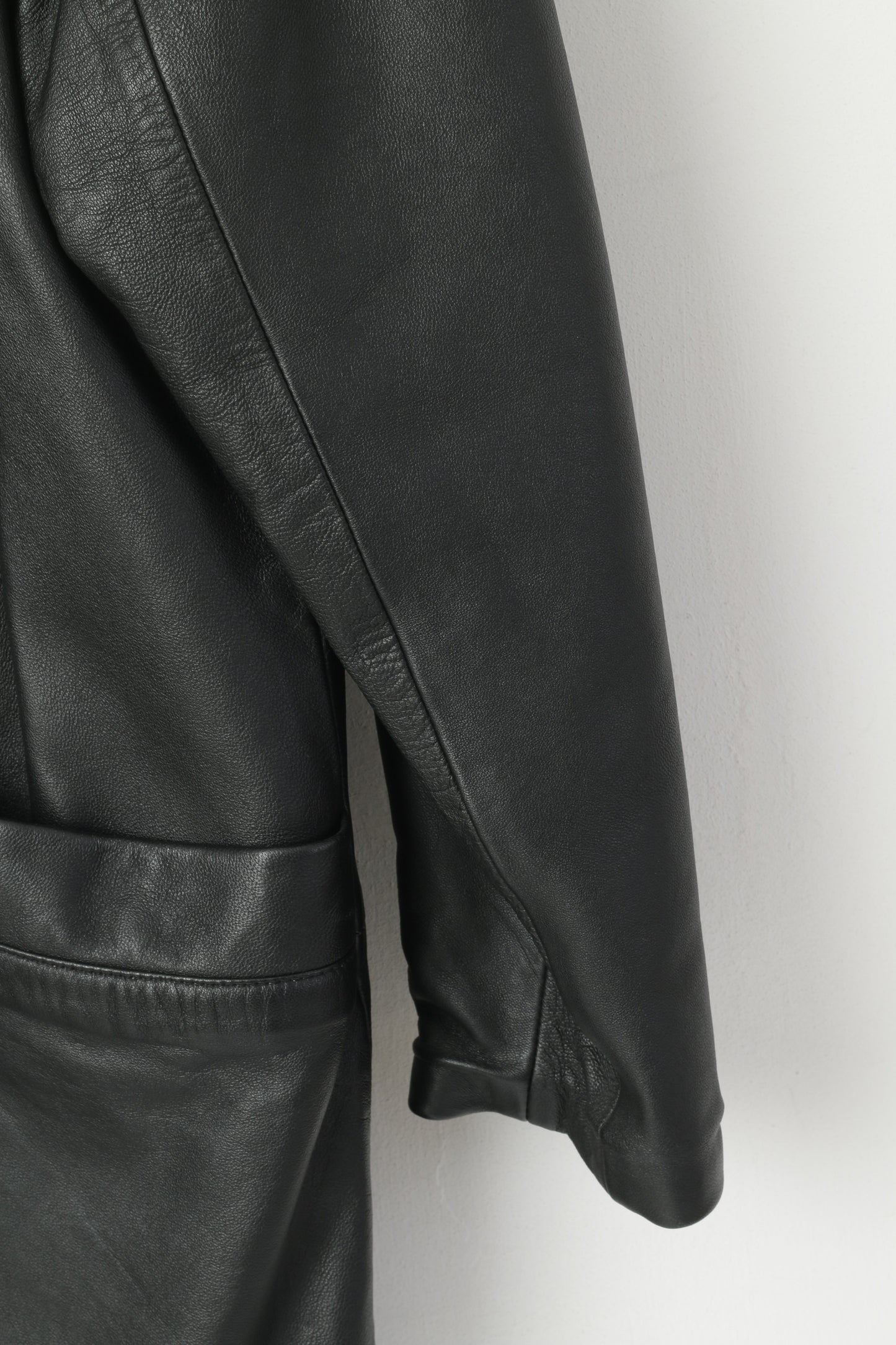 Skinny Collection Women M Jacket Black Soft Leather Vintages Shoulder Pads Retro Top