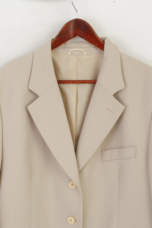 C&A Women 20 46 Blazer Beige Shiny Vintage Single Breasted Jacket