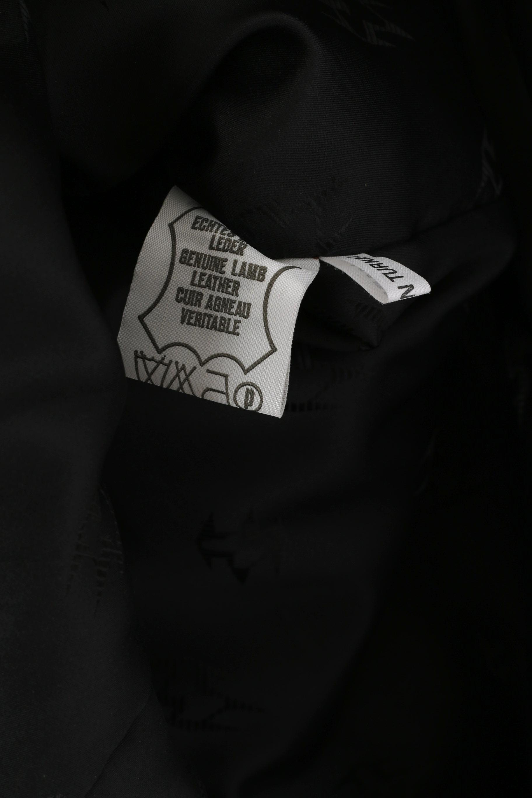 Collezione Skinny Giacca da donna M. Spalline vintage in morbida pelle nera Top retrò