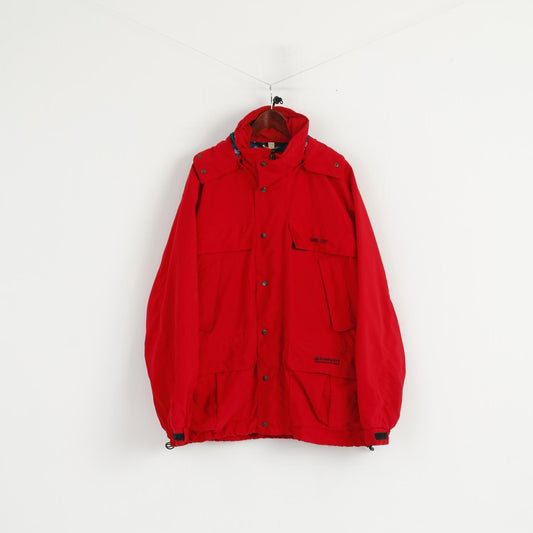 Brandsport Men L Jacket Rouge Vintage Gore-Tex Nylon Parka d'extérieur à capuche