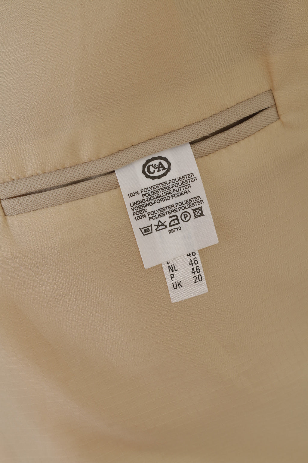 C&amp;A Giacca monopetto vintage da donna 20 46 Blazer beige lucido