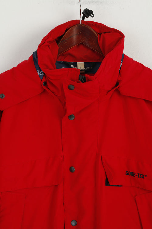Brandsport Men L Jacket Rouge Vintage Gore-Tex Nylon Parka d'extérieur à capuche