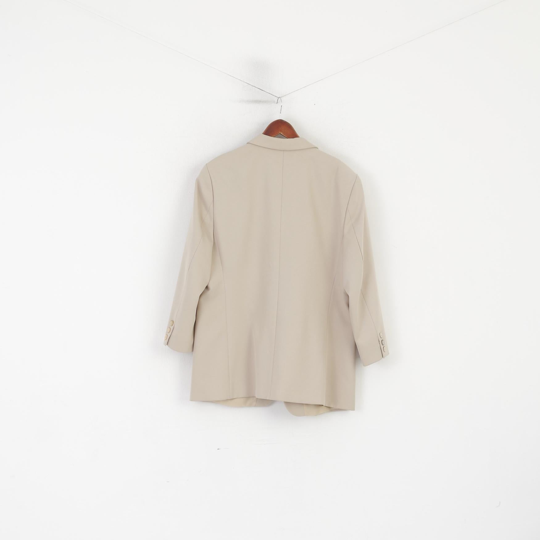 C&A Women 20 46 Blazer Beige Shiny Vintage Single Breasted Jacket