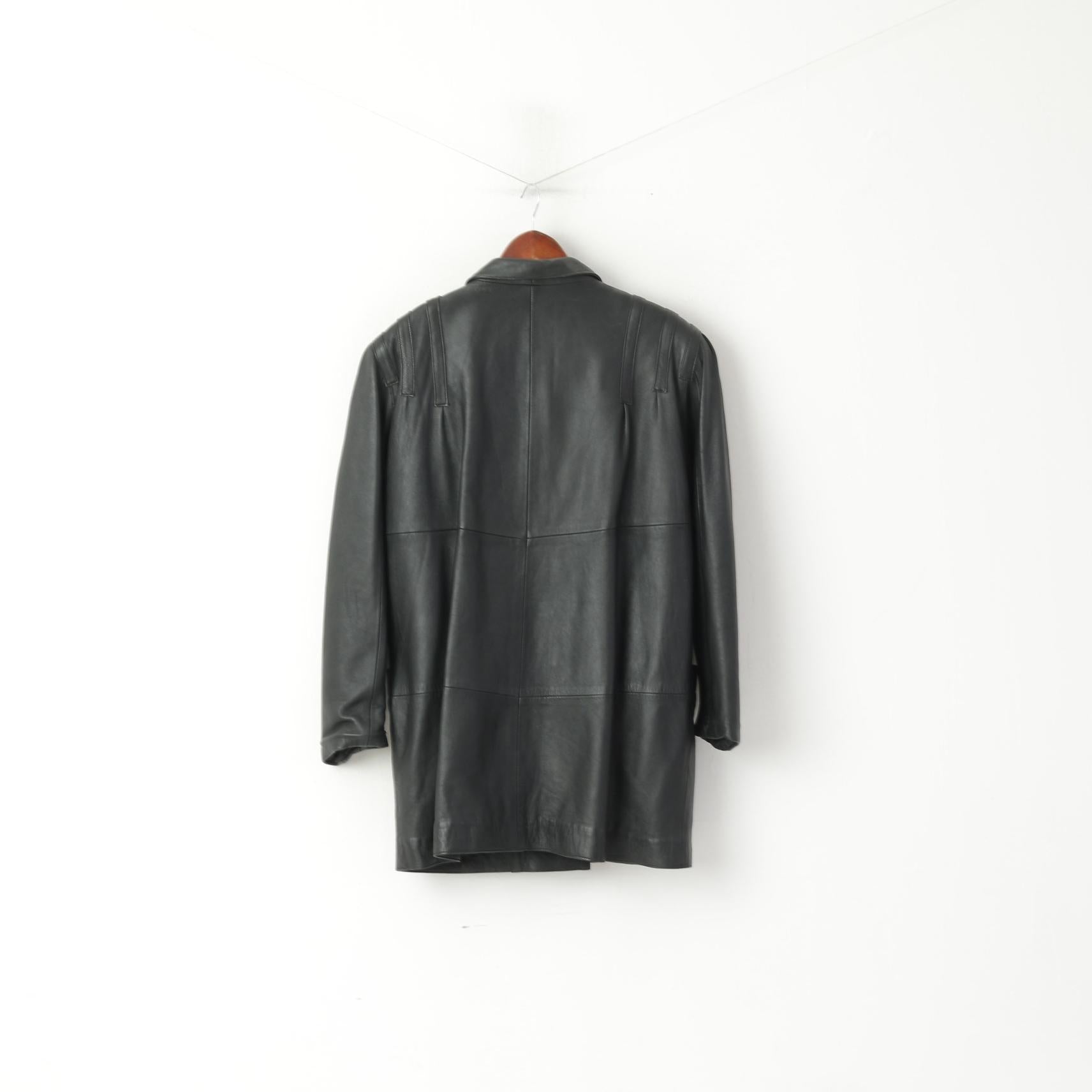 Collezione Skinny Giacca da donna M. Spalline vintage in morbida pelle nera Top retrò