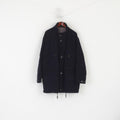 Cappotto Marks &amp; Spencer da uomo L. Top classico in lana blu scuro con cerniera intera foderato vintage