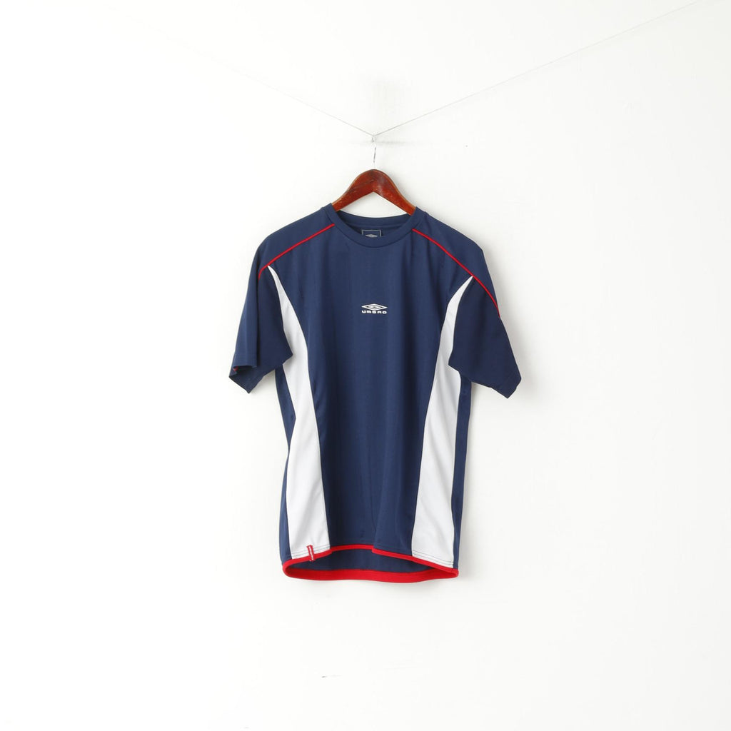 Umbro Uomo M Camicia Navy Activewear Logo Girocollo Sport Training Jersey Top