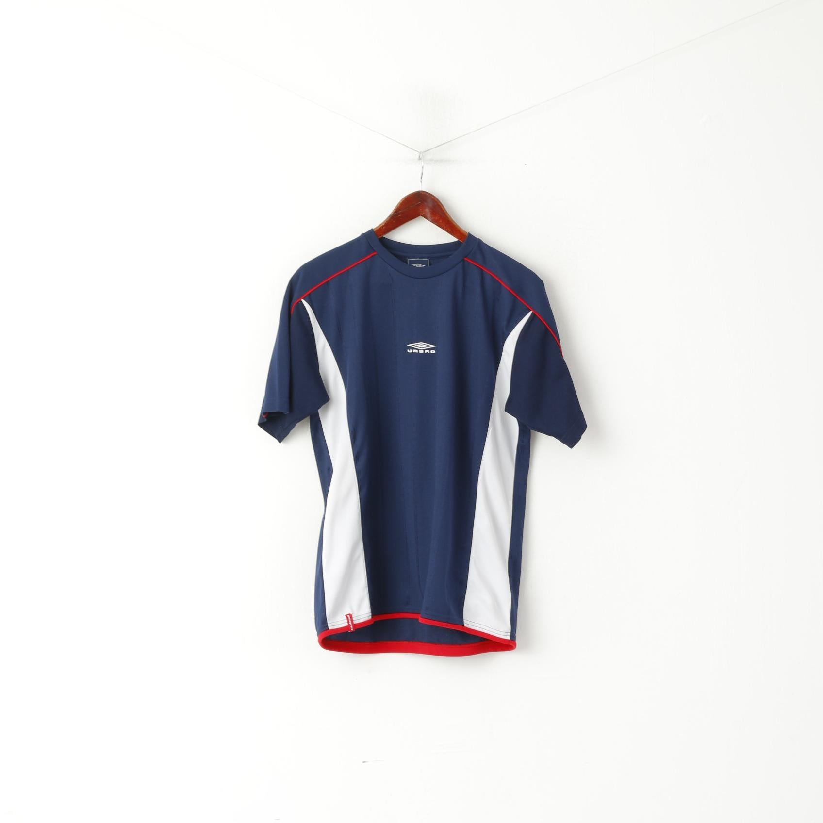 Umbro Uomo M Camicia Navy Activewear Logo Girocollo Sport Training Jersey Top