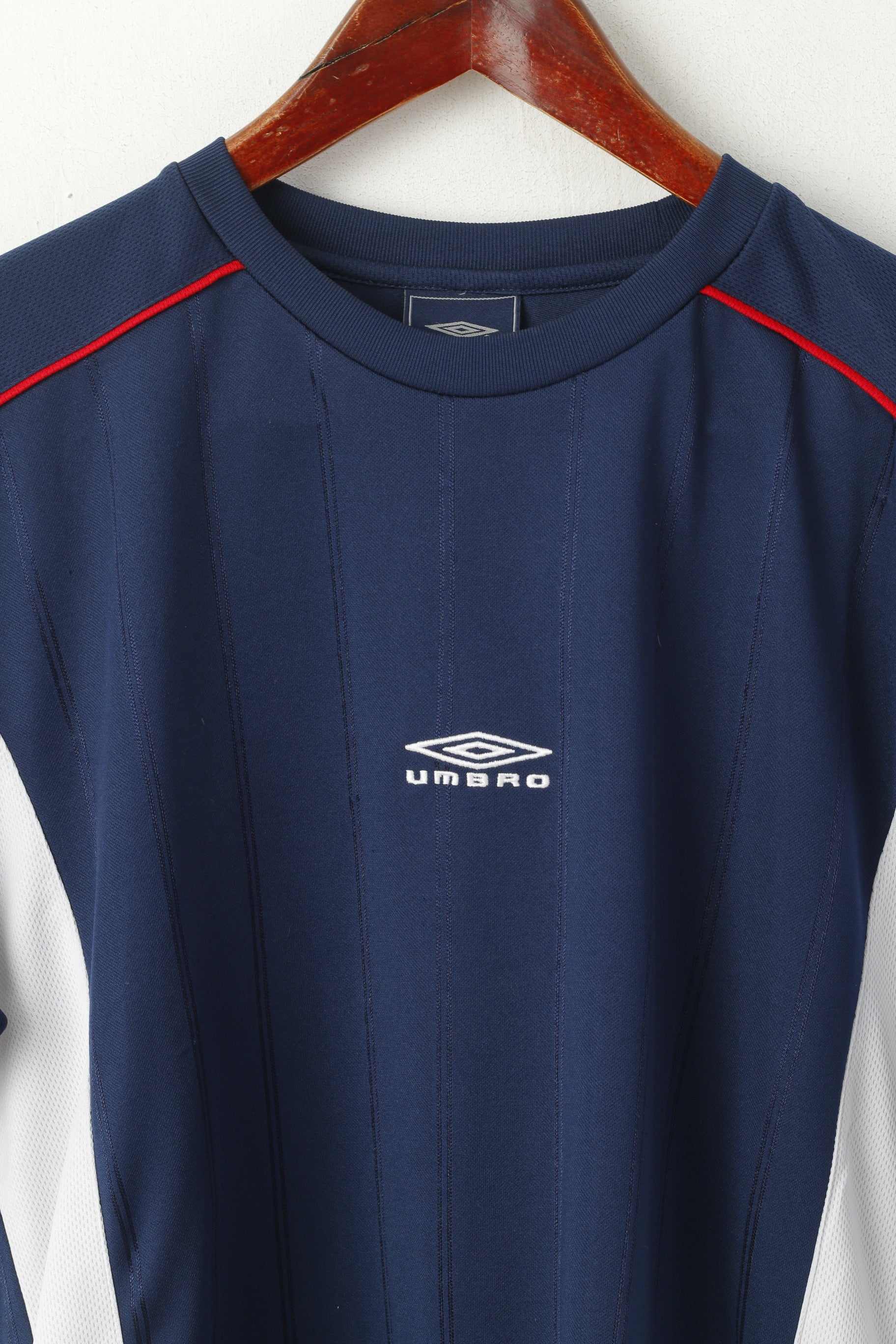 Umbro Uomo M Camicia Navy Activewear Logo Girocollo Sport Training Jersey Top