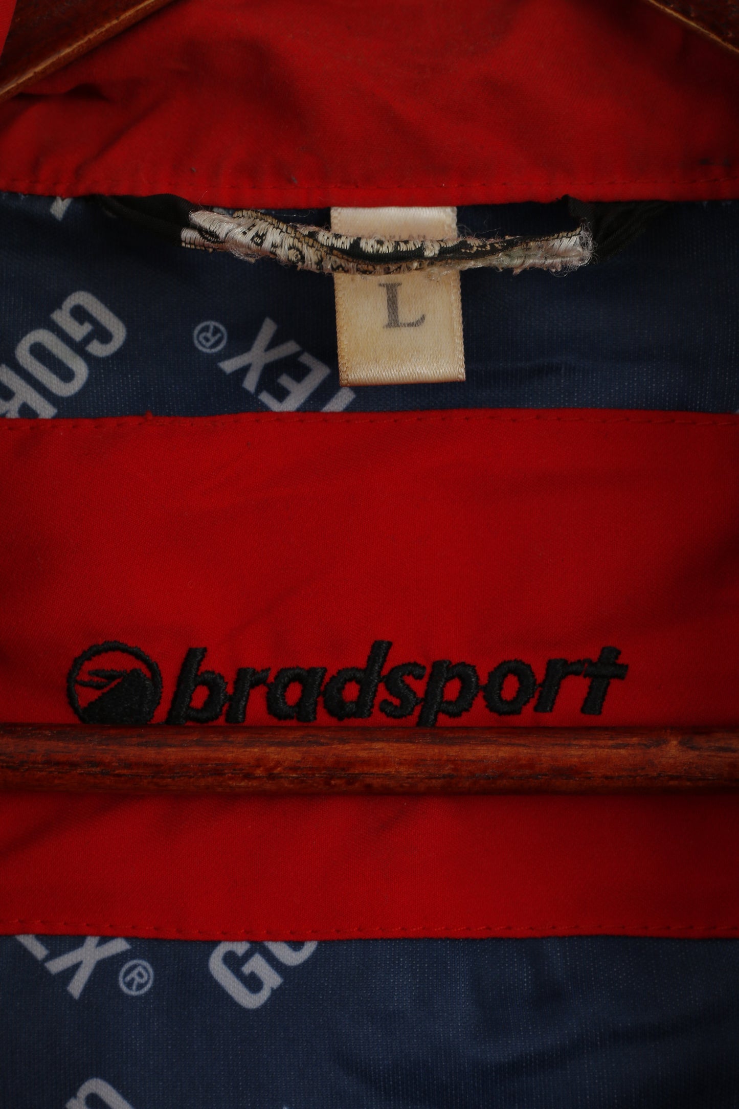 Brandsport Men L Jacket Rouge Vintage Gore-Tex Nylon Parka d'extérieur à capuche
