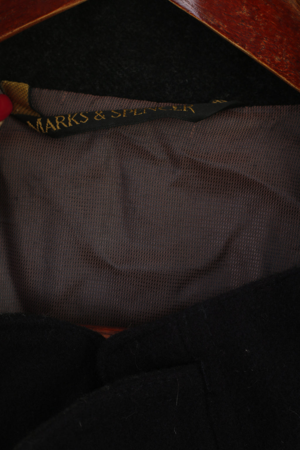 Cappotto Marks &amp; Spencer da uomo L. Top classico in lana blu scuro con cerniera intera foderato vintage