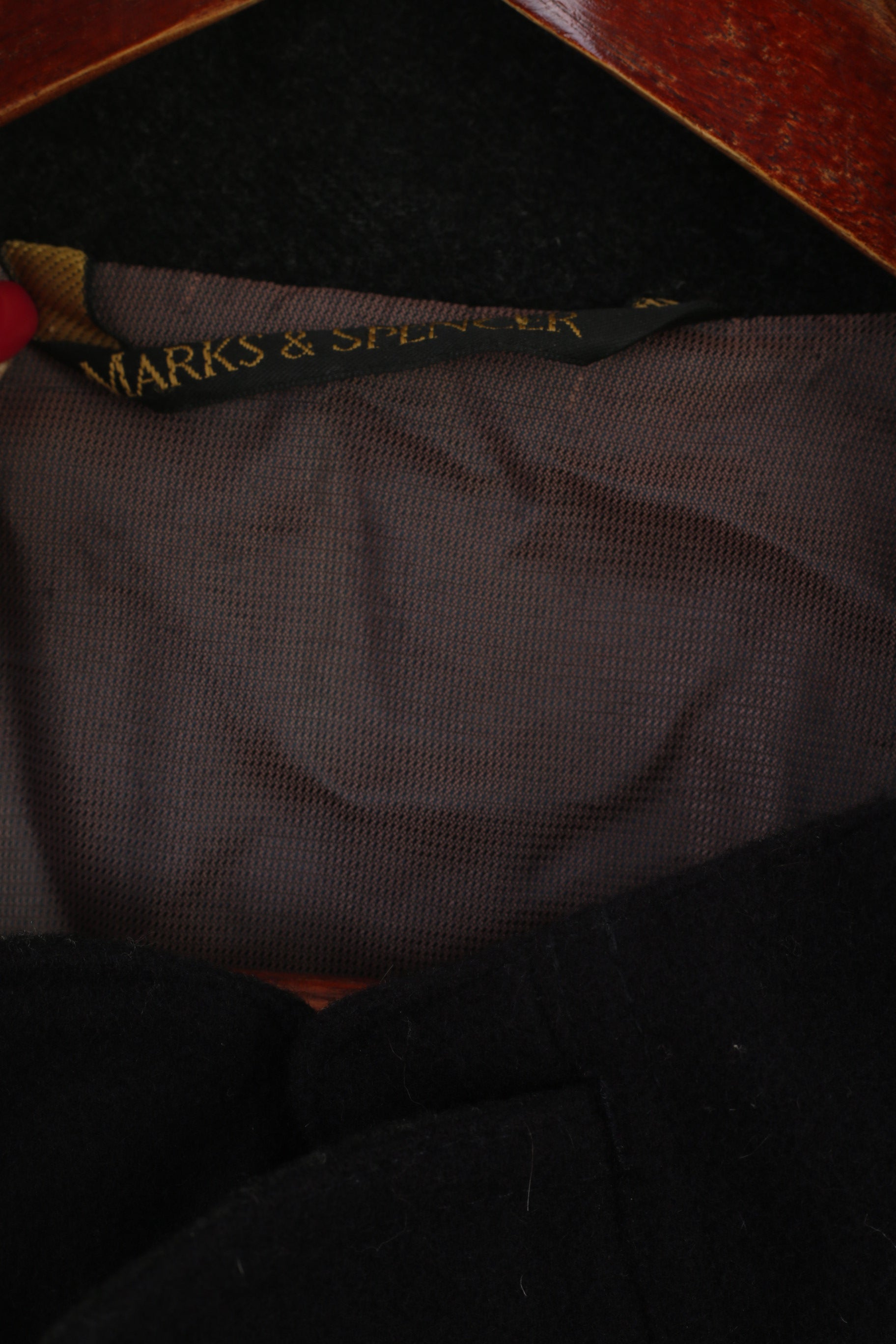 Cappotto Marks &amp; Spencer da uomo L. Top classico in lana blu scuro con cerniera intera foderato vintage