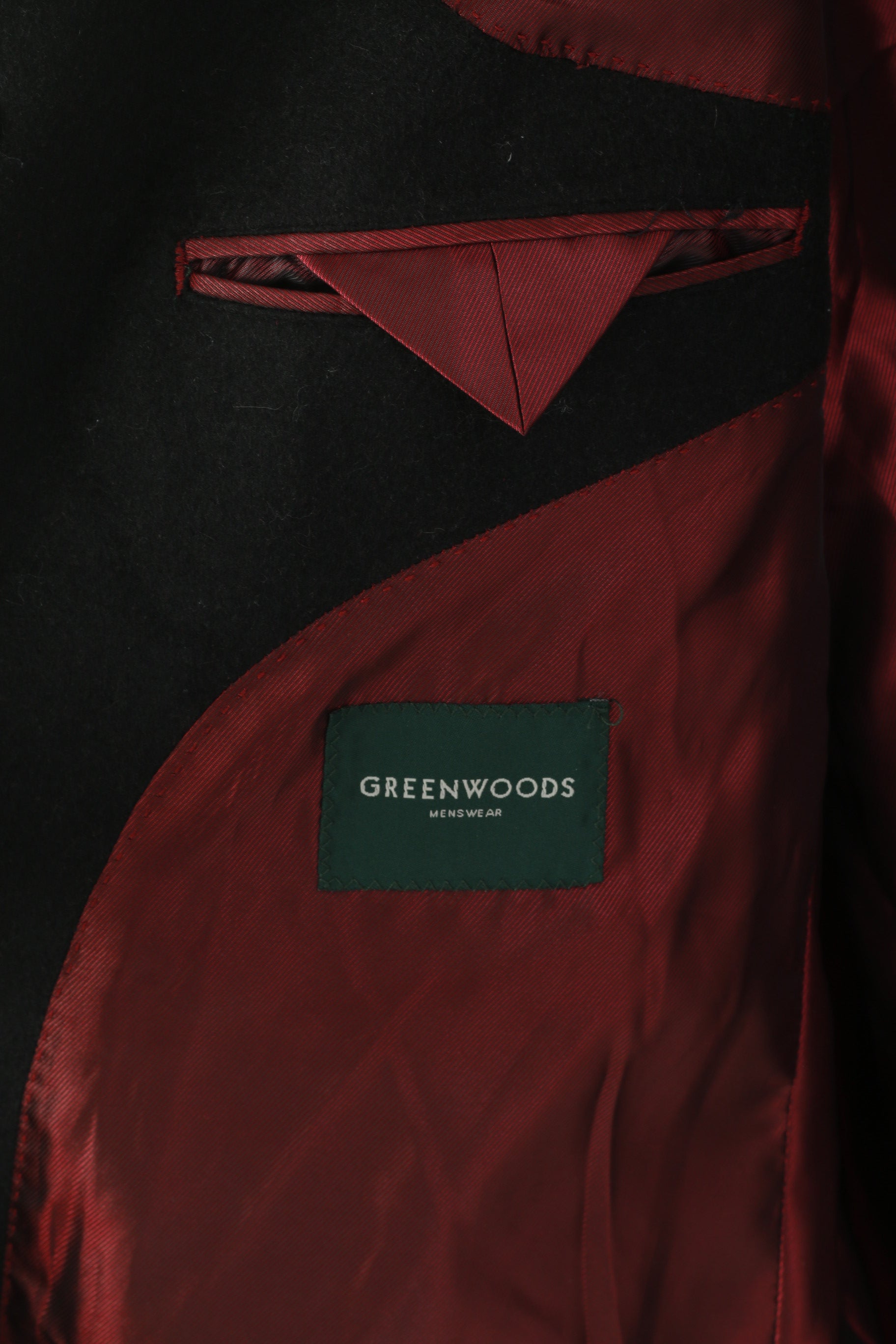 Greenwoods Men 44 L Coat Black Wool Cashmere Luxury Single Breasted Classic Top