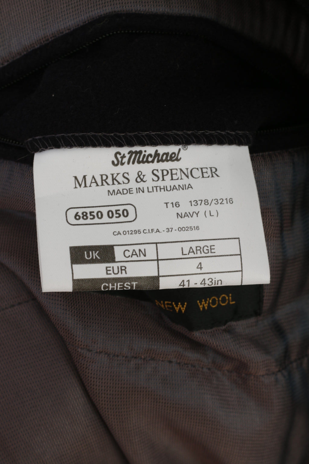 Cappotto Marks &amp; Spencer da uomo L. Top classico in lana blu scuro con cerniera intera foderato vintage