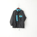 Giacca Karrimor da uomo M grigia Cyclone in nylon imbottito con cerniera intera vintage con cappuccio nascosto