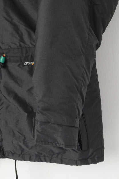 Karrimor Men M Jacket Grey Cyclone Nylon Padded Full Zipper Vintage Hidden Hood Top