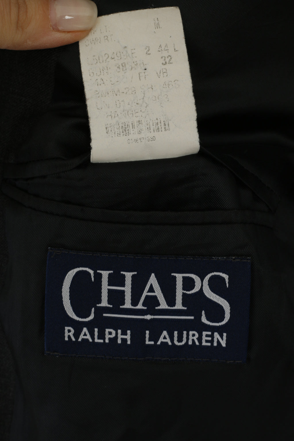 Chaps Ralph Lauren Men 44 L Blazer Dark Grey Wool Cashmere Single Breasted Jacket