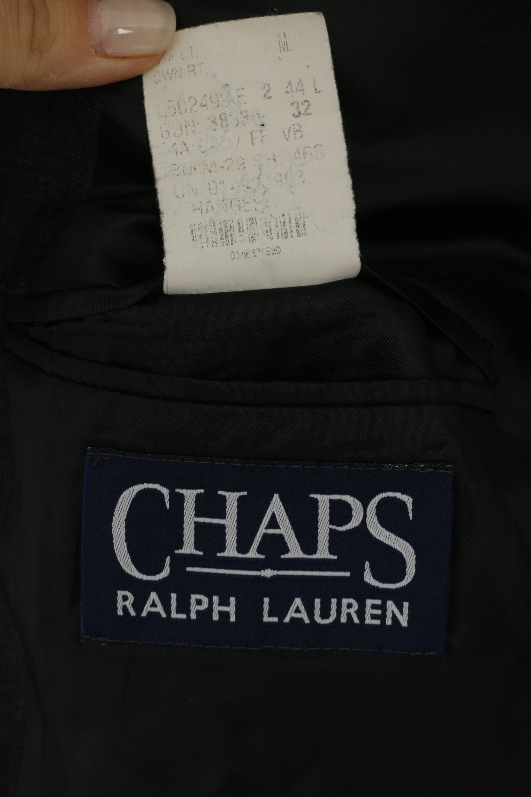 Chaps Ralph Lauren Men 44 L Blazer Dark Grey Wool Cashmere Single Breasted Jacket