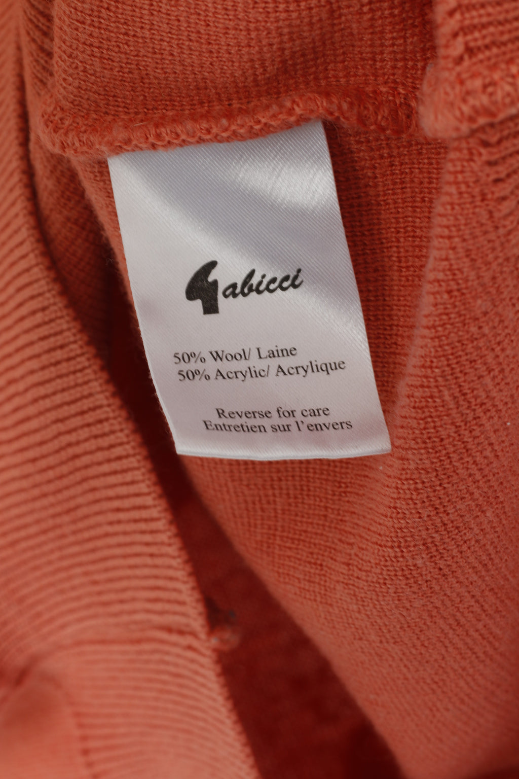 Gabicci Collezione Men M Jumper Peach Wool Blend V Neck Classic Plain Sweater