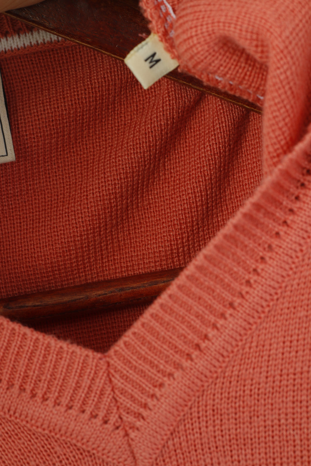 Gabicci Collezione Men M Jumper Peach Wool Blend V Neck Classic Plain Sweater