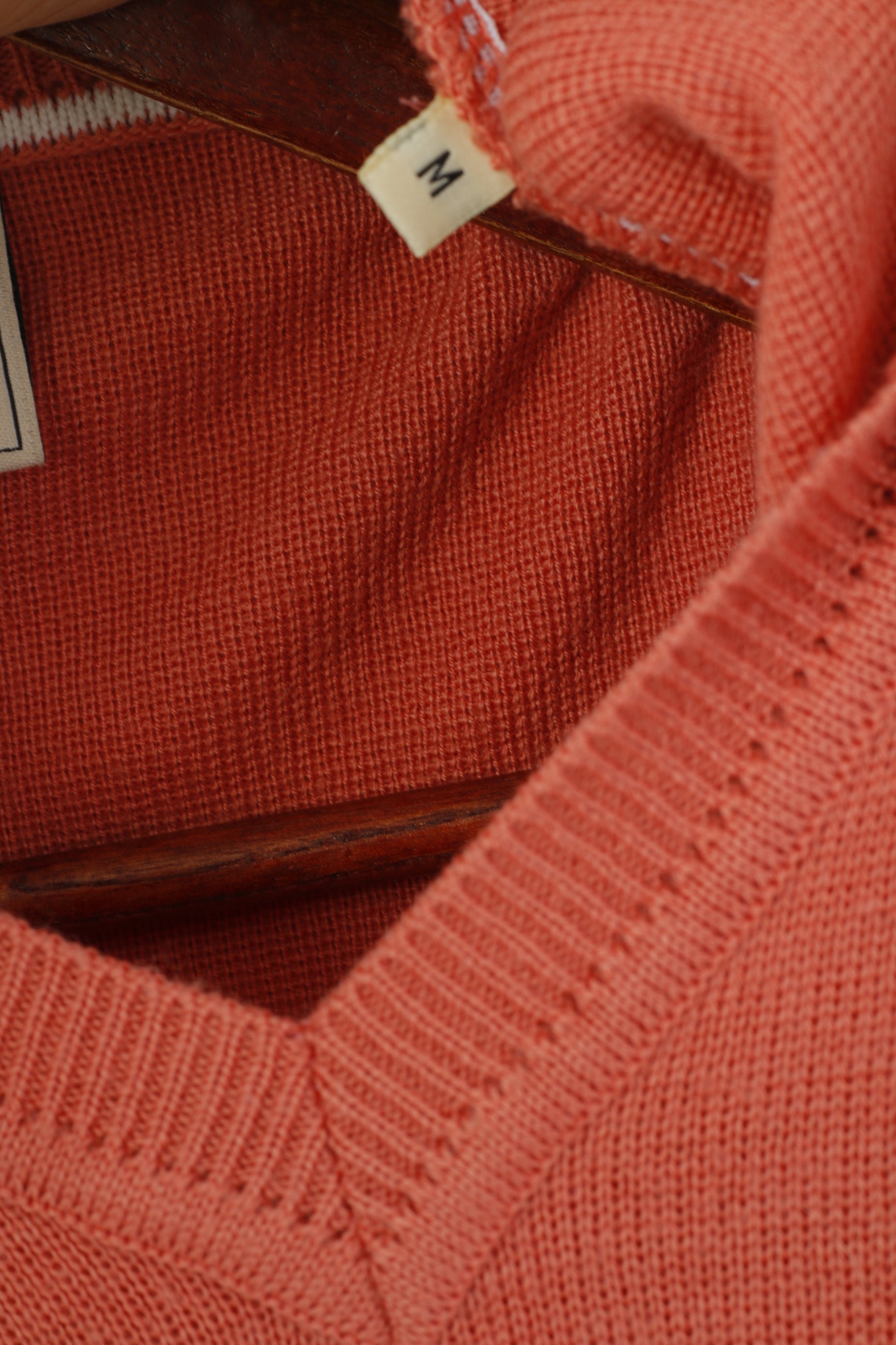 Gabicci Collezione Men M Jumper Peach Wool Blend V Neck Classic Plain Sweater