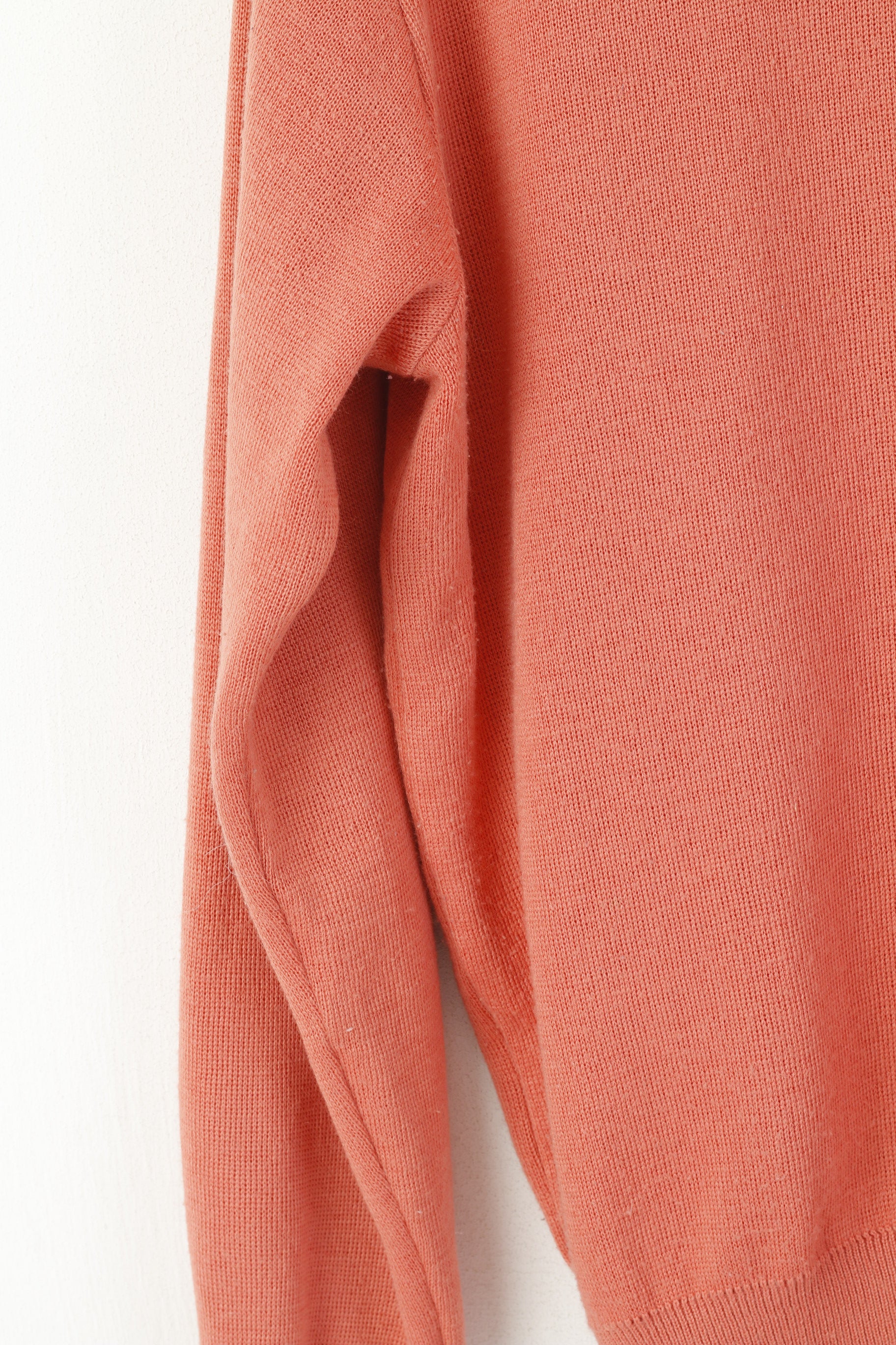 Gabicci Collezione Men M Jumper Peach Wool Blend V Neck Classic Plain Sweater