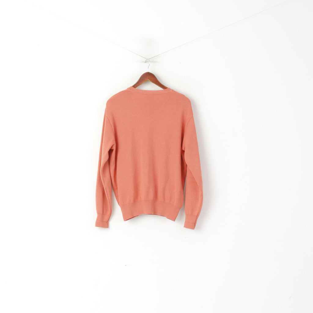 Gabicci Collezione Men M Jumper Peach Wool Blend V Neck Classic Plain Sweater