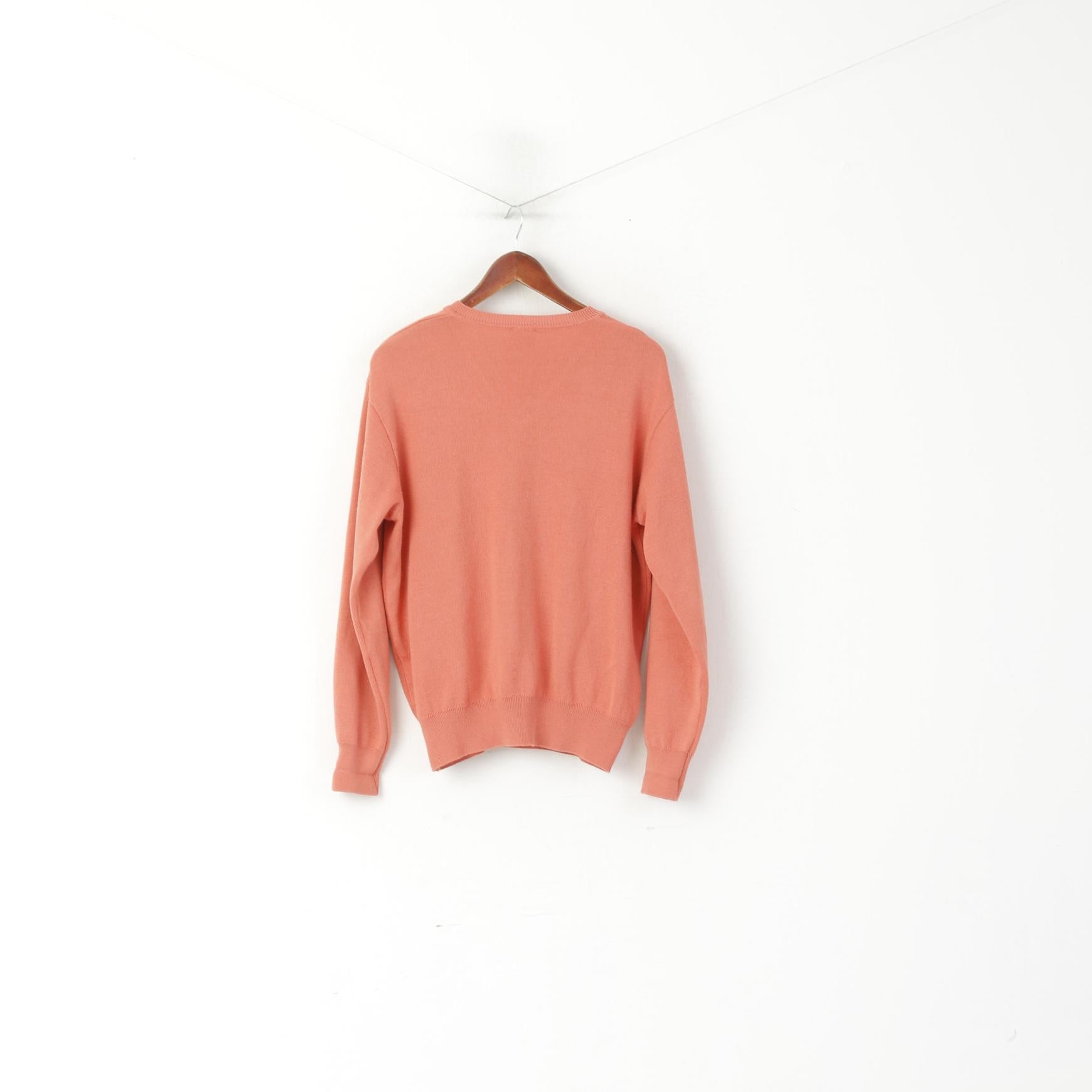 Gabicci Collezione Men M Jumper Peach Wool Blend V Neck Classic Plain Sweater