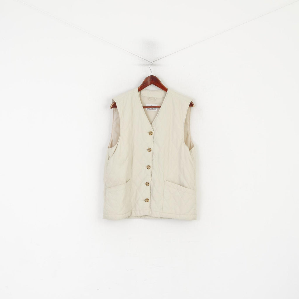 Marcel Clair Femme M 40/42 Gilet Beige Clair Doré Bodywarmer Haut Sans Manches