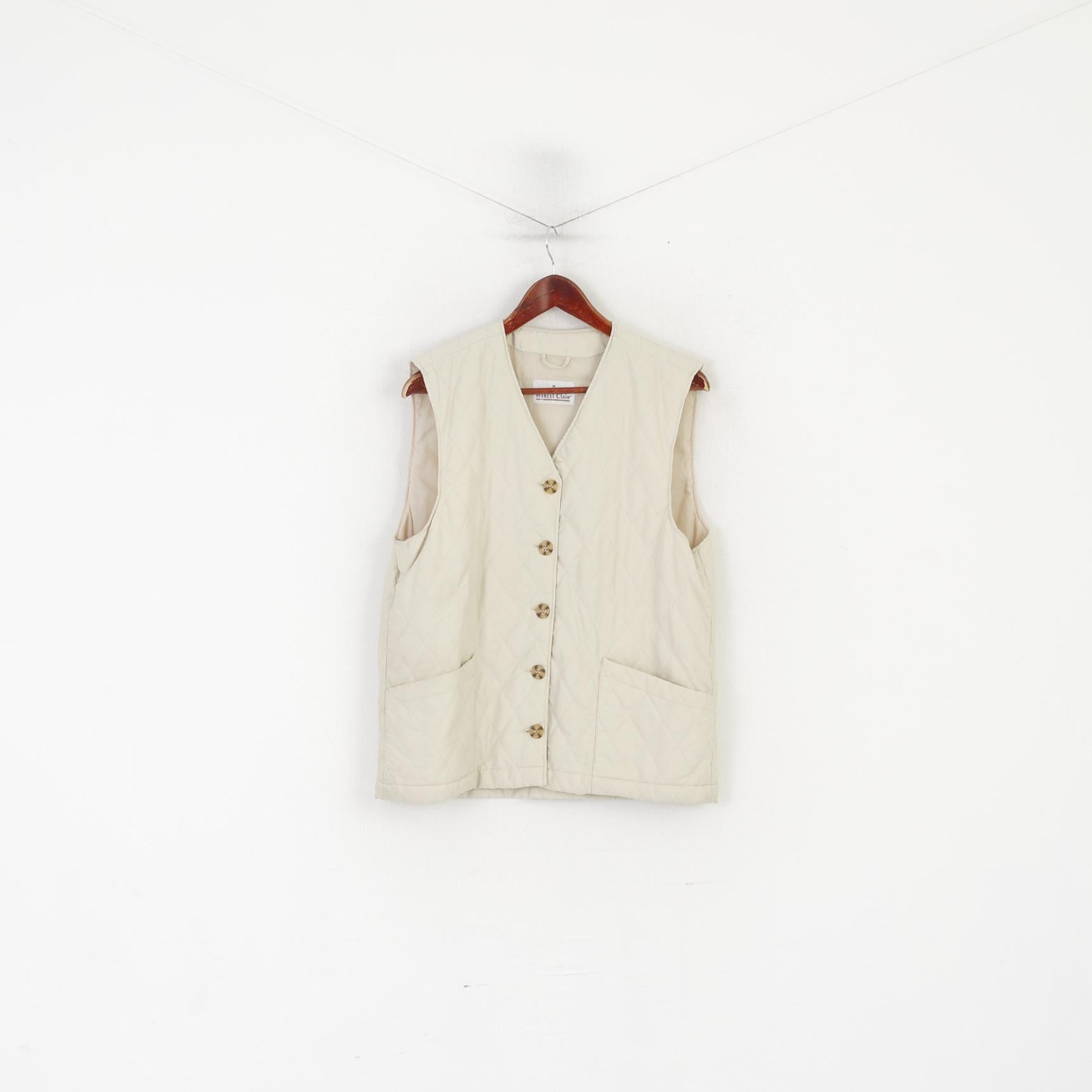 Marcel Clair Women M 40/42 Vest Beige Light Gilted Bodywarmer Sleeveless Top