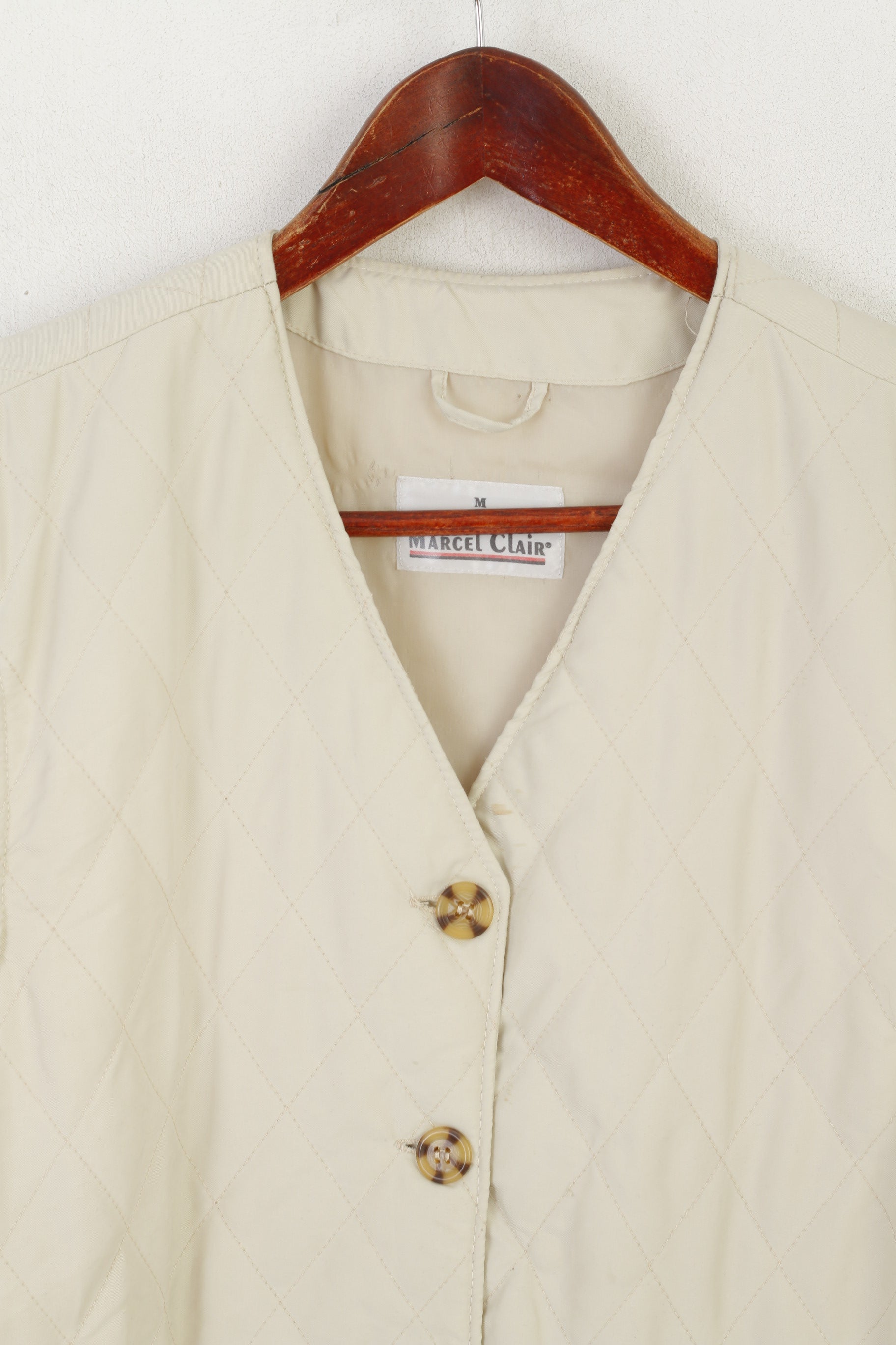 Marcel Clair Women M 40/42 Vest Beige Light Gilted Bodywarmer Sleeveless Top