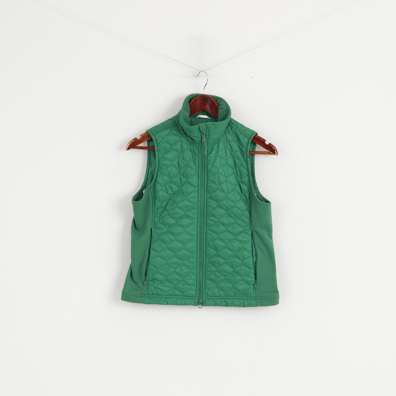 L.L. Bean Women XS Bodywarmer Green Full Zipper Quilted Thinsulate Vest
