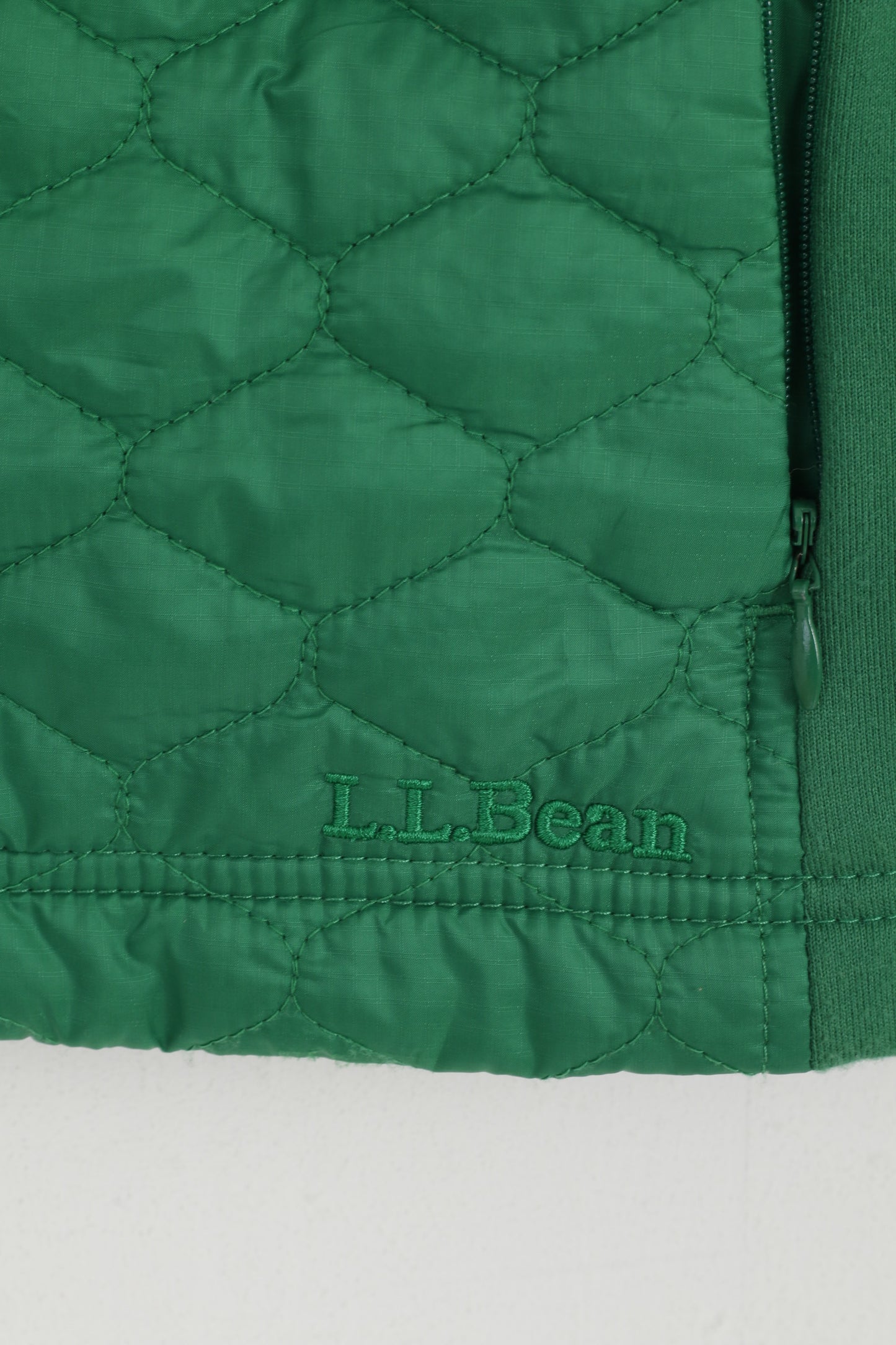 LL Bean Femmes XS Bodywarmer Vert Fermeture Éclair Complète Matelassé Thinsulate Gilet