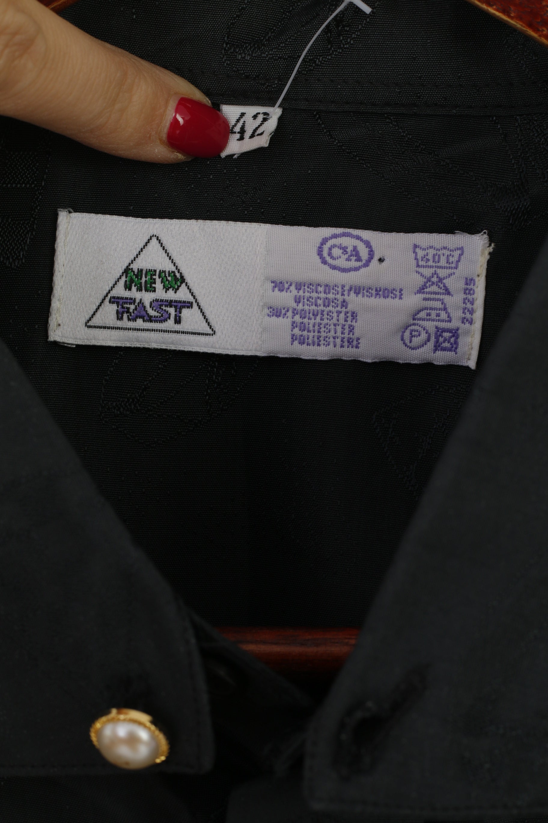 C&amp;A New Fast Men 42 L Chemise décontractée Charbon Viscose Bow Print Haut à manches longues