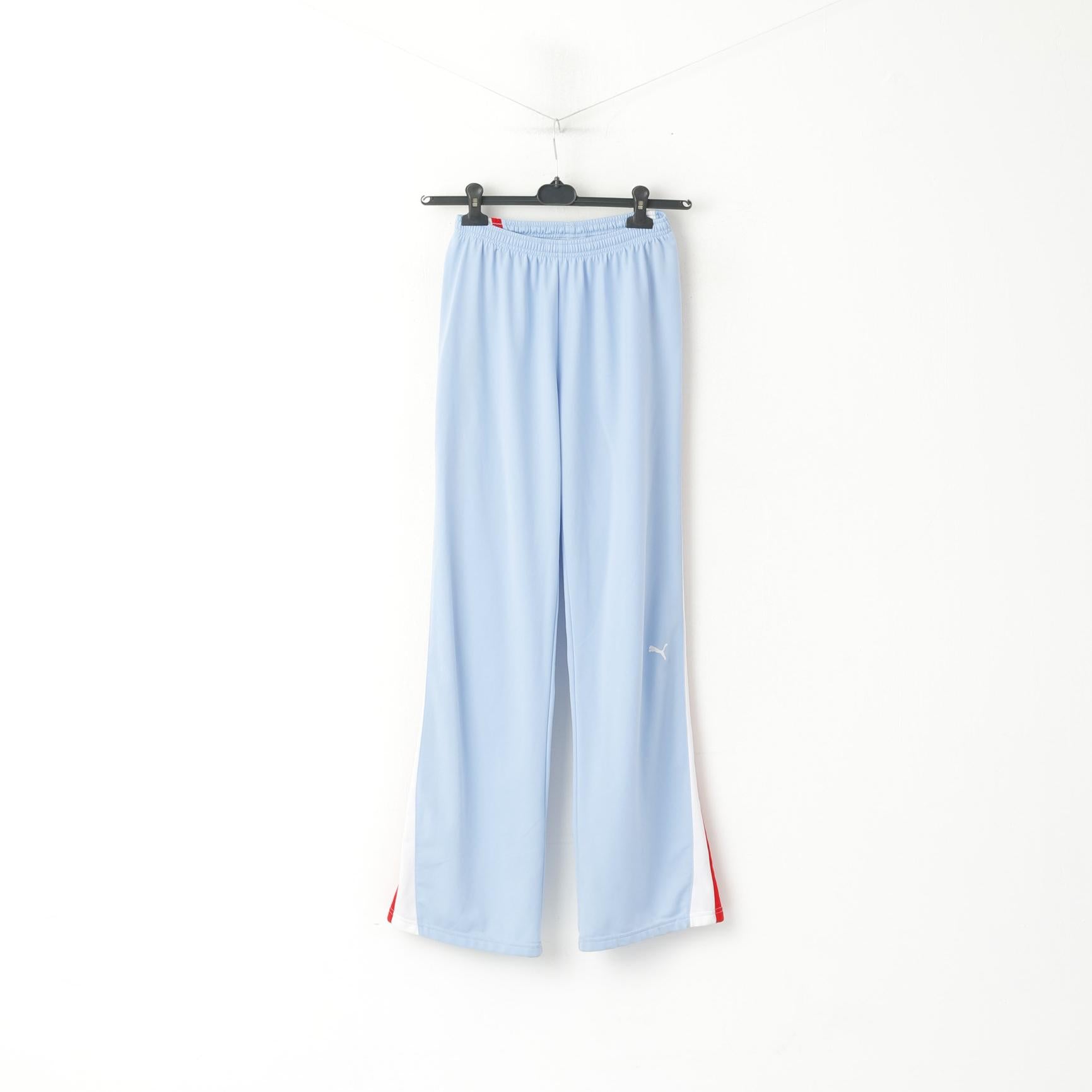 Pantaloni sportivi Puma da donna M blu lucido vintage pantaloni sportivi con fondo