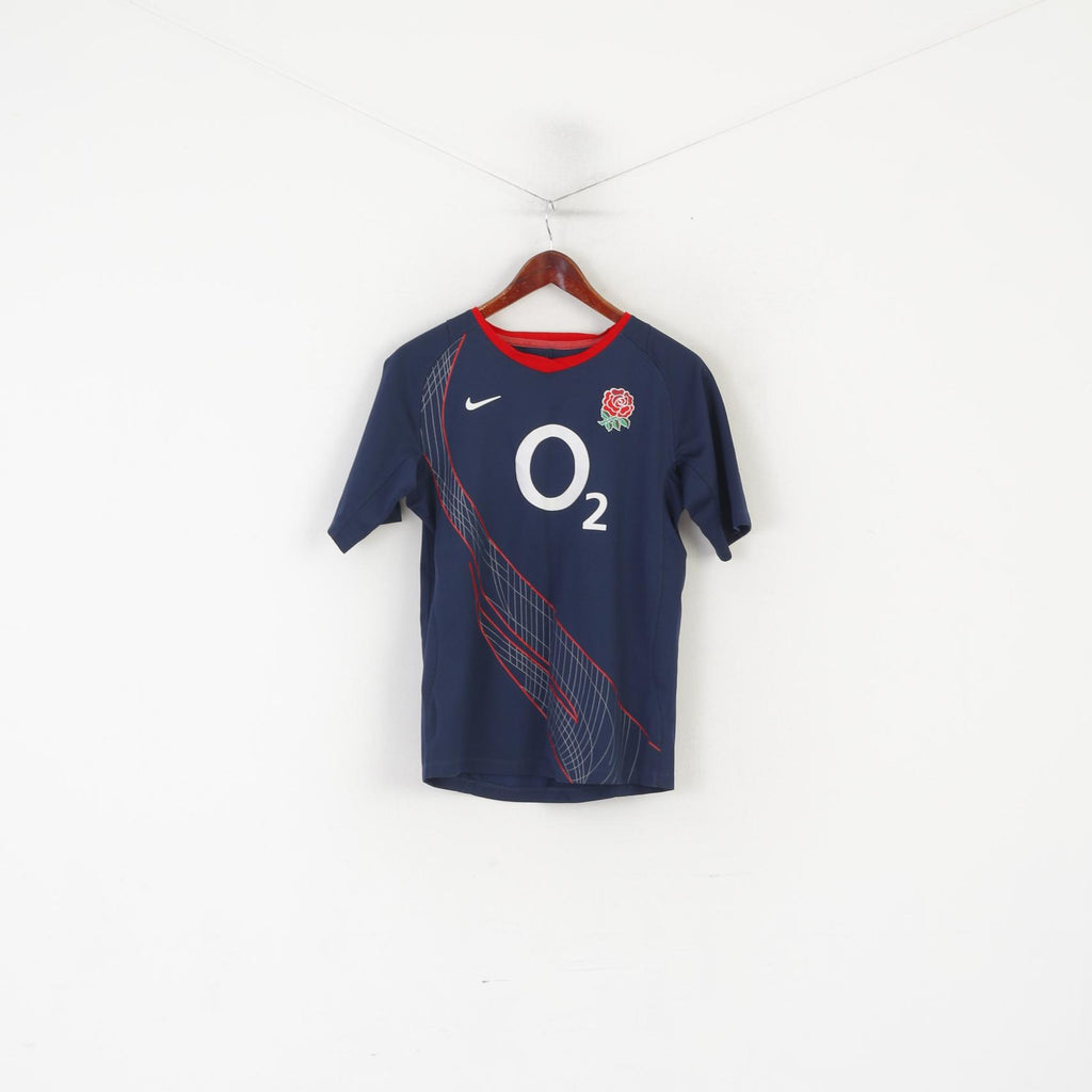 Maglia Nike Ragazzi 158-170 13-15 età Maglia blu navy Rugby Inghilterra O2