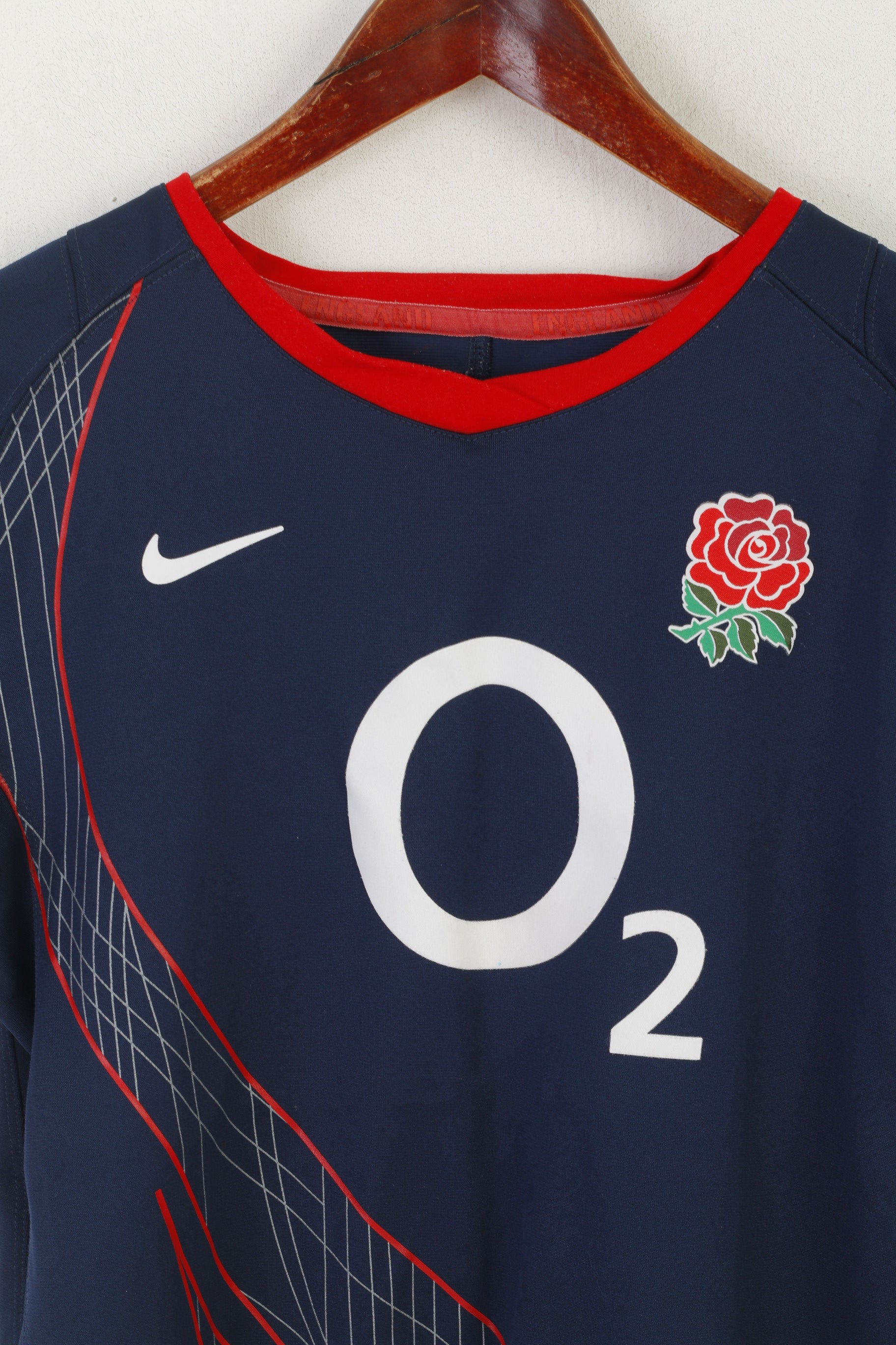 Nike Maillot de rugby Angleterre O2 pour garçon 158-170 13-15 ans Bleu marine
