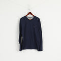 Champion Men XL Long Sleeved Shirt Navy Cotton V Neck Classic Athletic Top