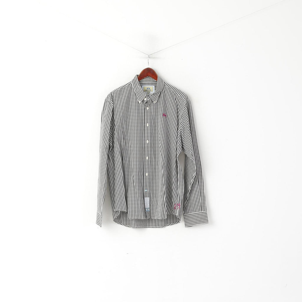 La Martina Men XXL Casual Shirt Black & White Cotton Check Long Sleeve Top