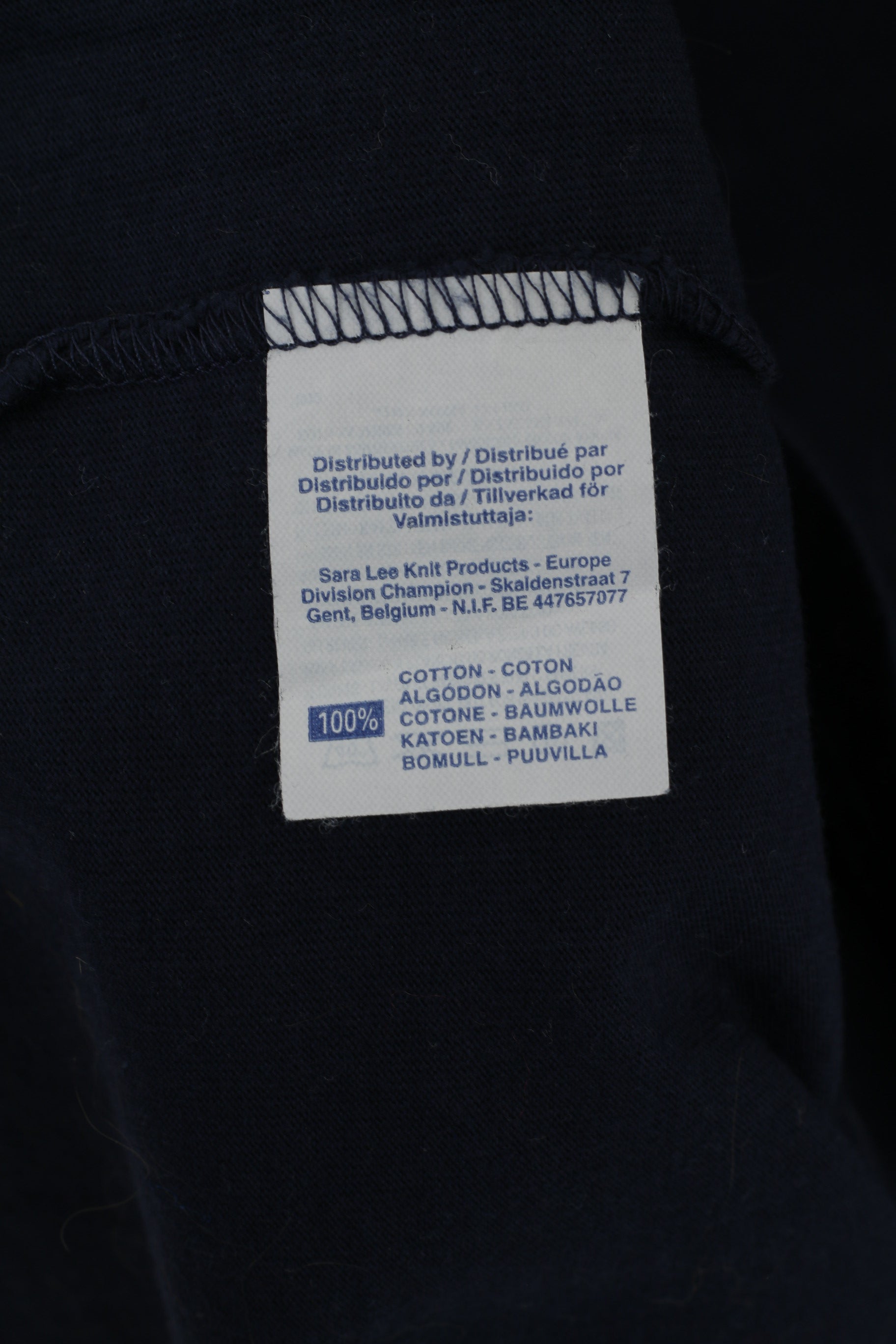 Champion Men XL Long Sleeved Shirt Navy Cotton V Neck Classic Athletic Top