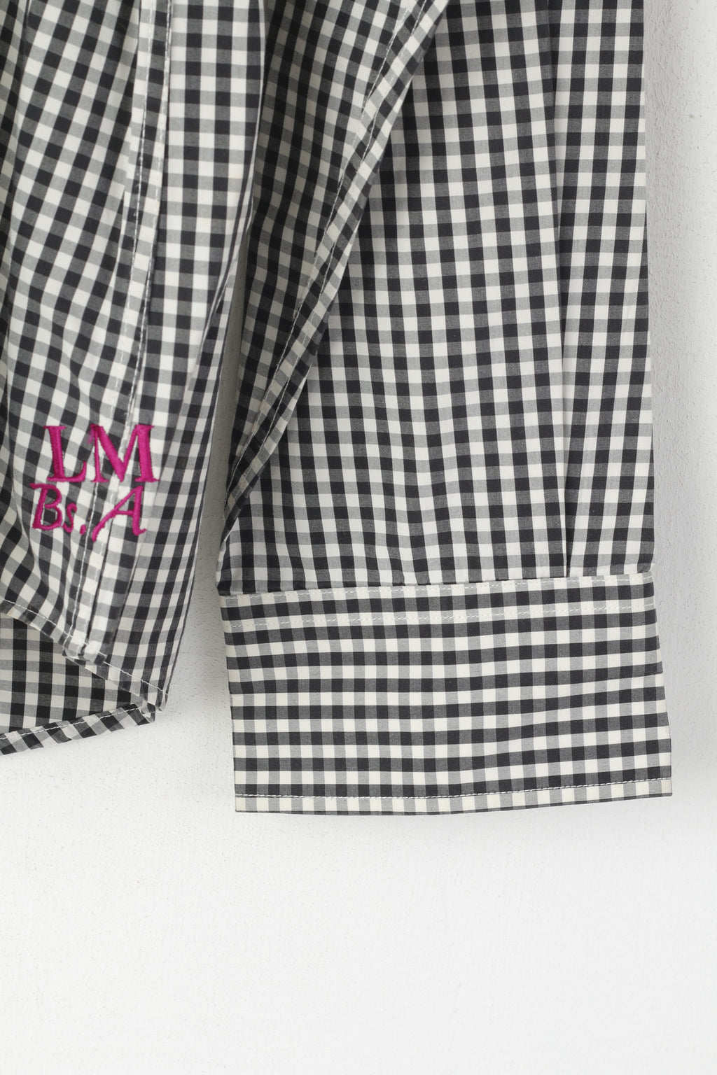 La Martina Men XXL Casual Shirt Black & White Cotton Check Long Sleeve Top