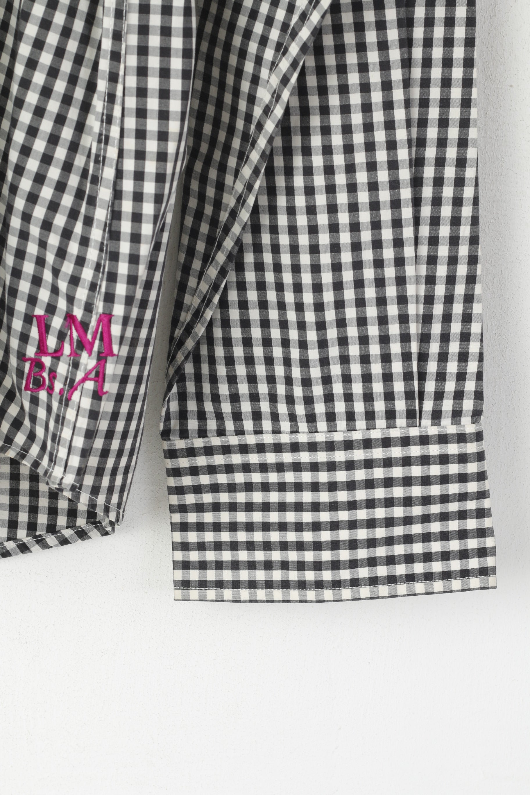 La Martina Men XXL Casual Shirt Black & White Cotton Check Long Sleeve Top