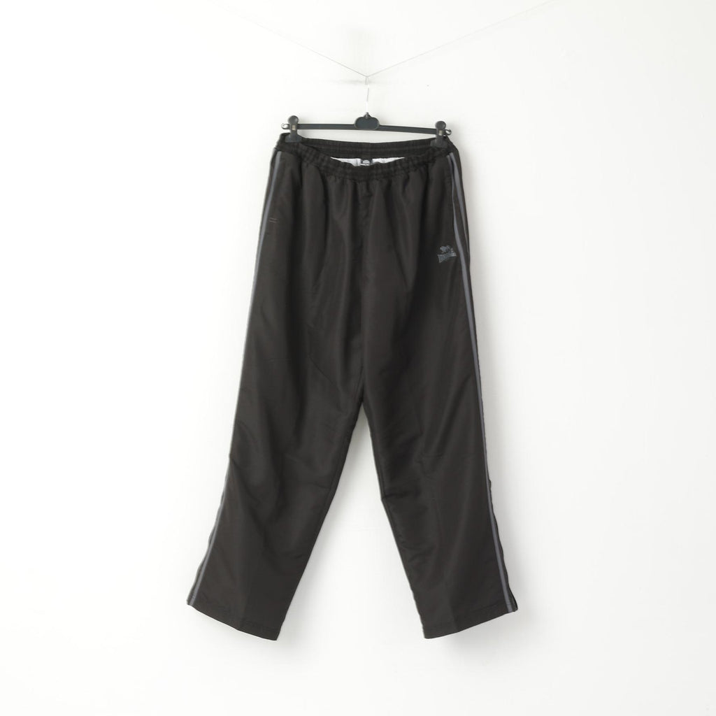 Lonsdale London Men 3XL Sweatpants Black Shiny Zip Pockets Tracksuit Bottom Pants