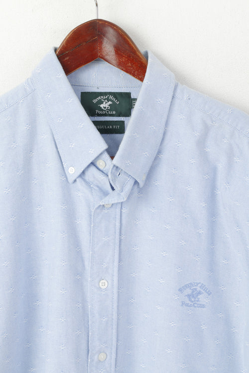 Beverly Hills Polo Club Homme XXL Chemise décontractée Bleu Coton Regular Fit Haut à manches longues