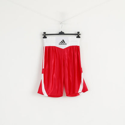 Adidas Uomo L Pantaloncini Rosso Bianco Boxe Lucido Abbigliamento sportivo da allenamento