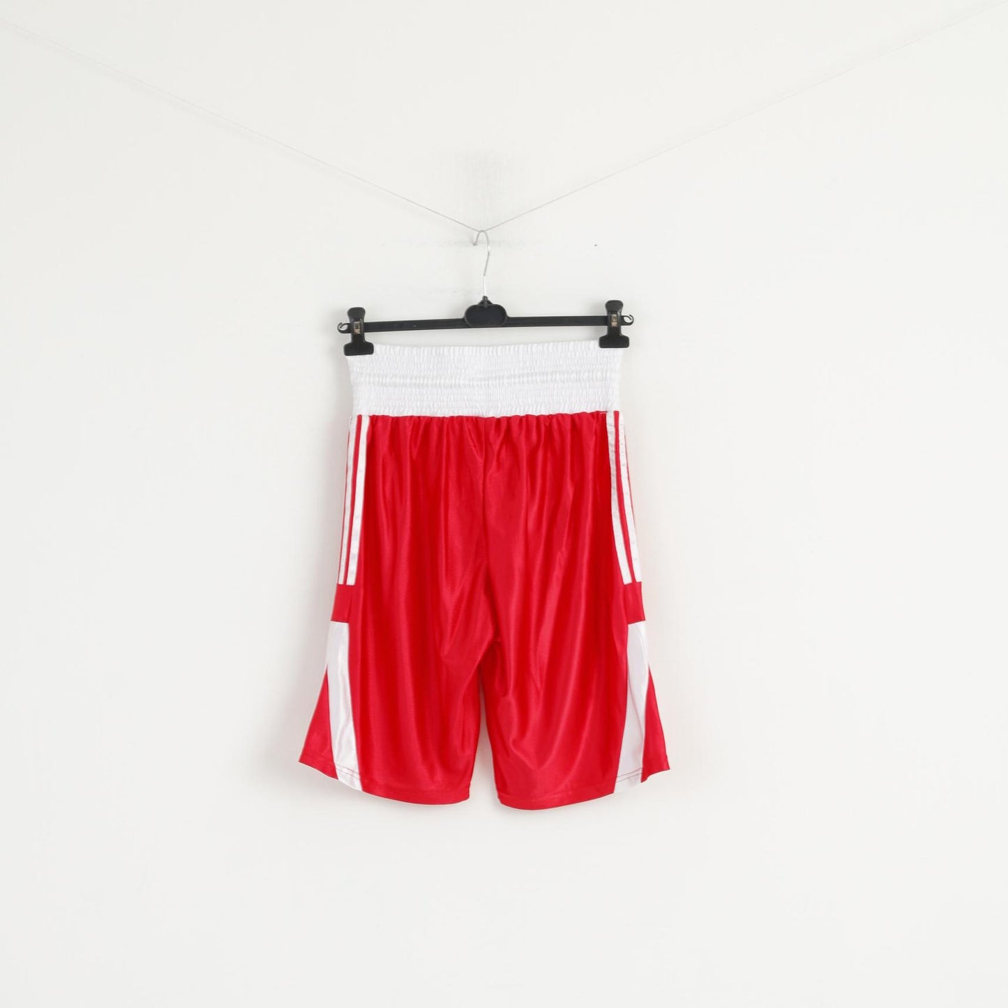 Adidas Uomo L Pantaloncini Rosso Bianco Boxe Lucido Abbigliamento sportivo da allenamento